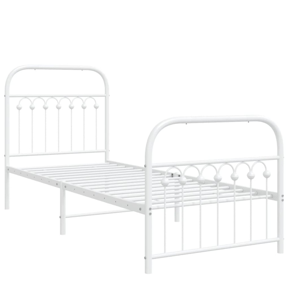 Estructura cama sin colchón con estribo metal blanco 75x190