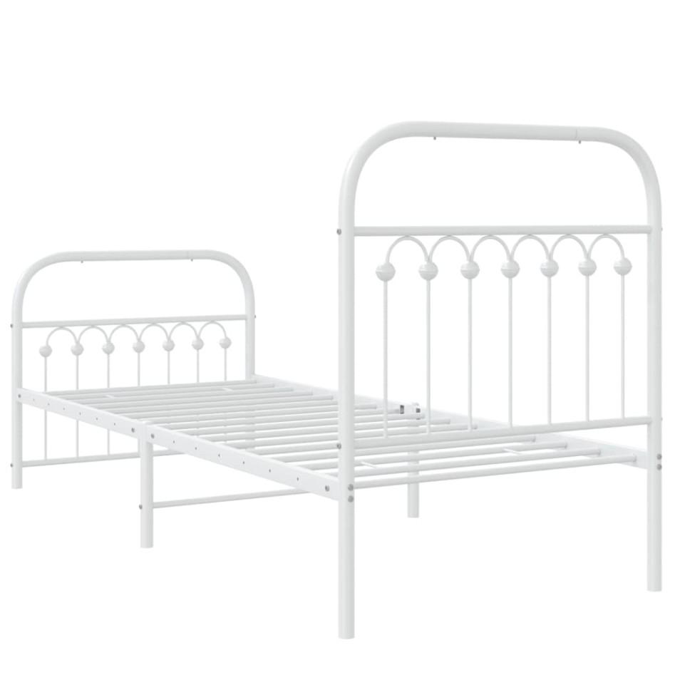 Estructura cama sin colchón con estribo metal blanco 75x190