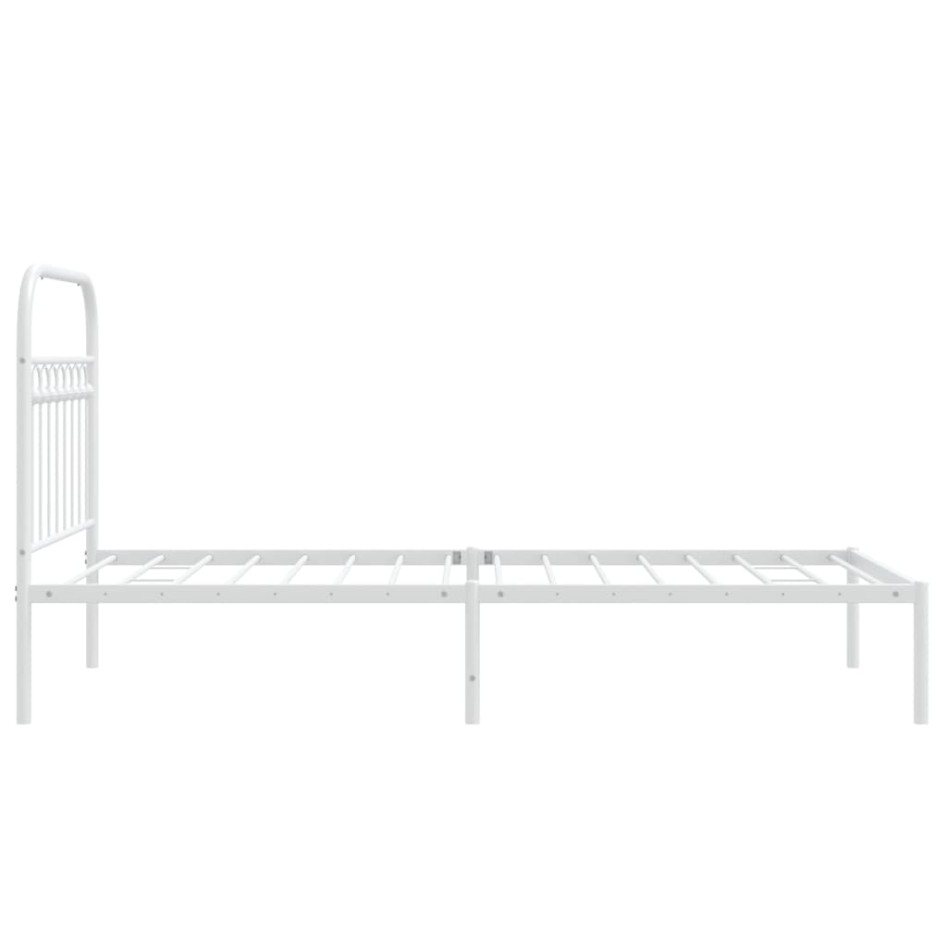 Estructura cama sin colchón con cabecero metal blanco 90x190