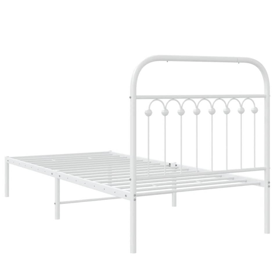 Estructura cama sin colchón con cabecero metal blanco 90x190