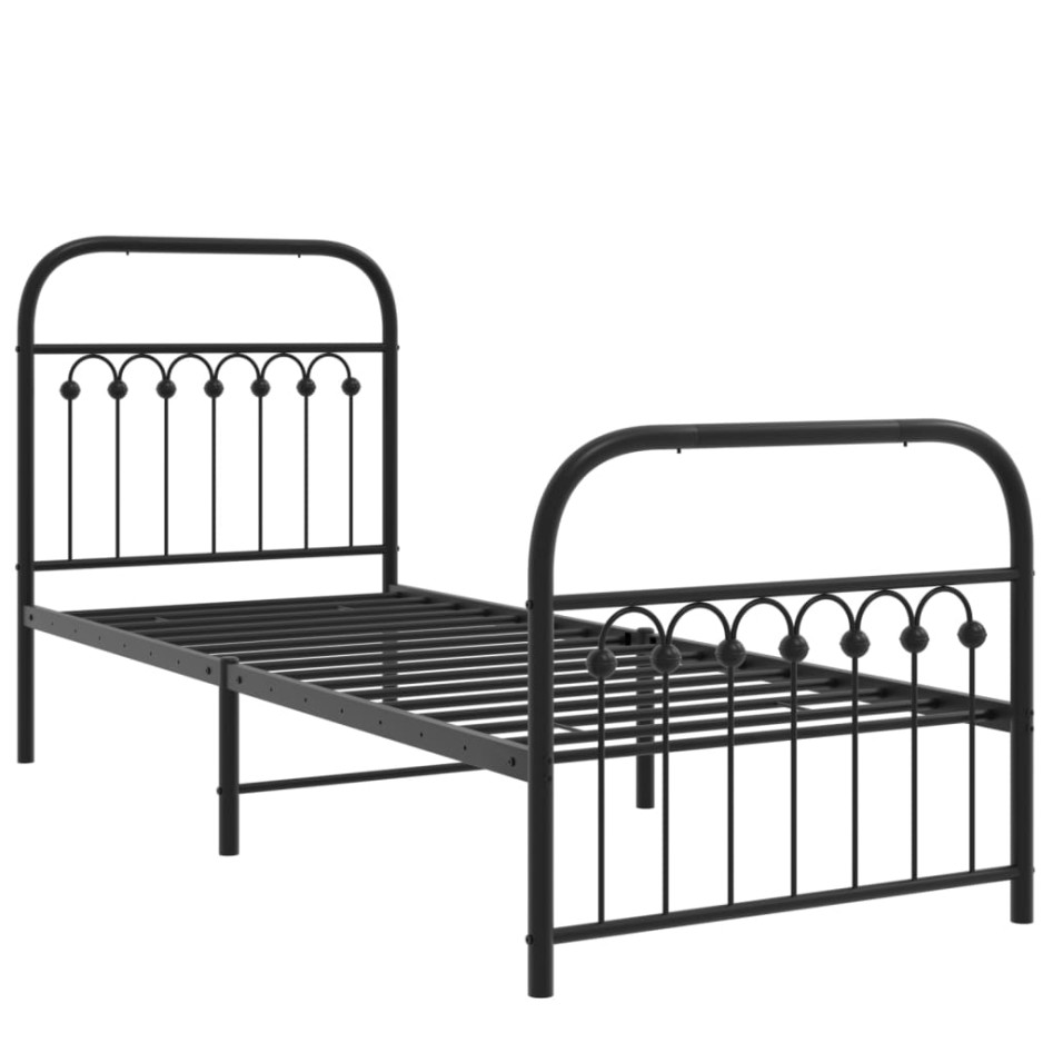 Estructura cama sin colchón con estribo metal negro 75x190
