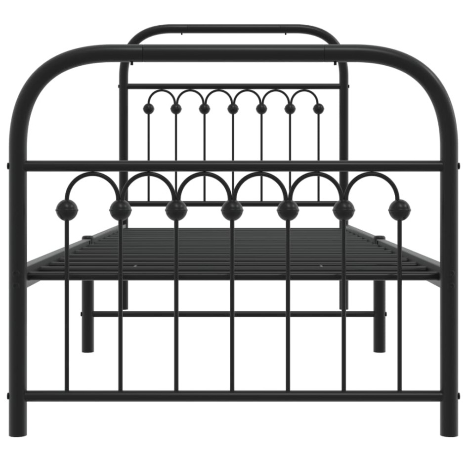 Estructura cama sin colchón con estribo metal negro 75x190