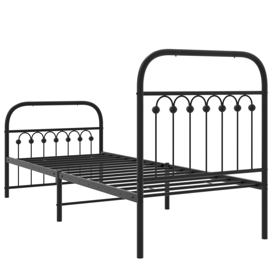Estructura cama sin colchón con estribo metal negro 75x190