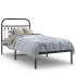 Estructura cama sin colchón con cabecero metal negro 90x200