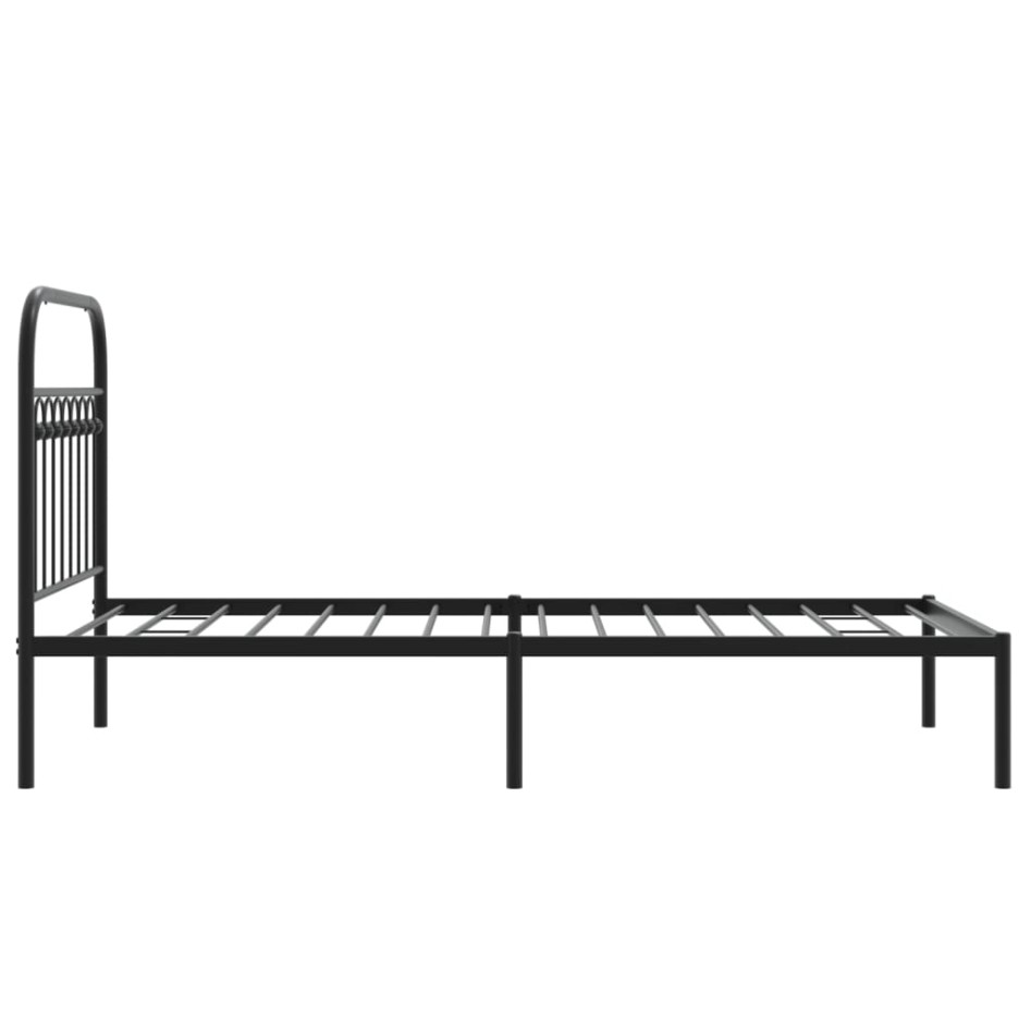 Estructura cama sin colchón con cabecero metal negro 90x200