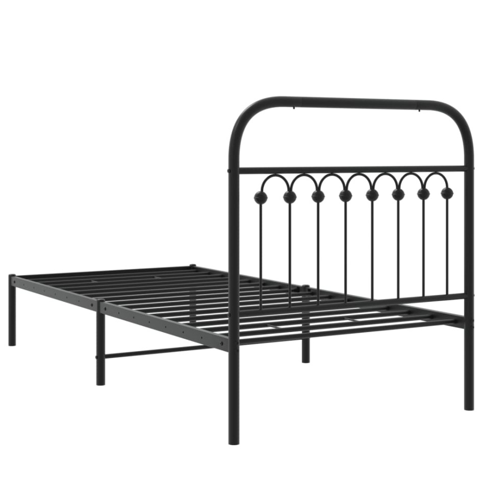 Estructura cama sin colchón con cabecero metal negro 90x200