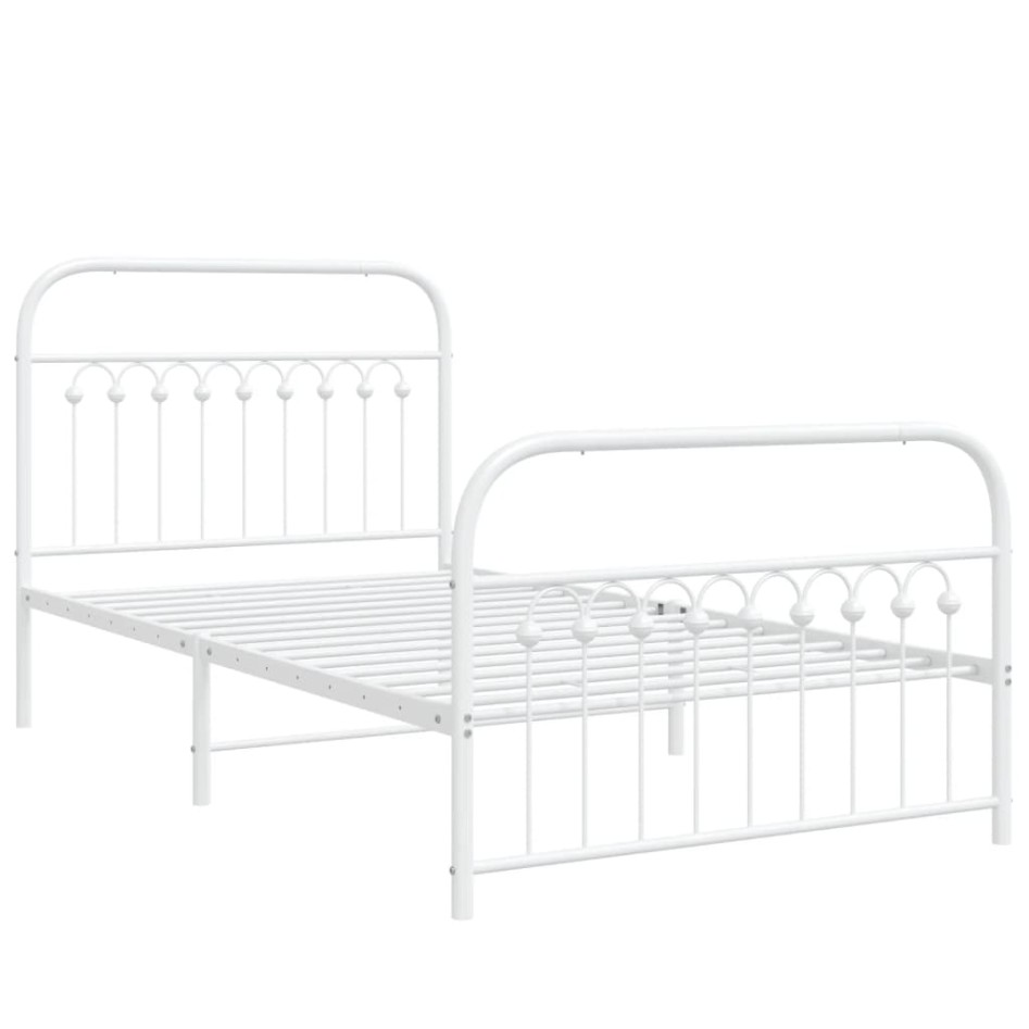 Estructura cama sin colchón con estribo metal blanco 100x200