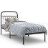 Estructura cama sin colchón con cabecero metal negro 80x200