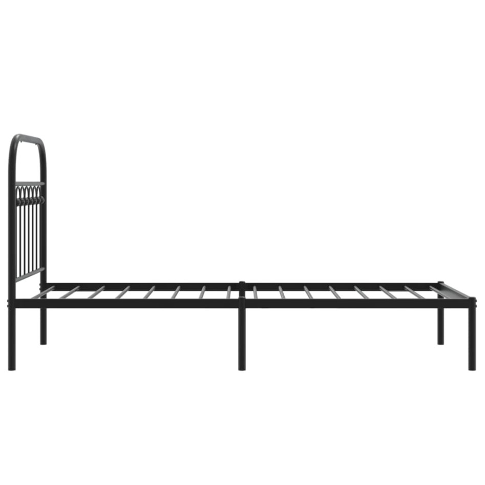 Estructura cama sin colchón con cabecero metal negro 80x200
