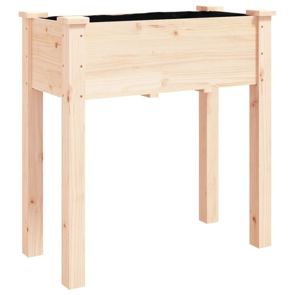 Jardinera con forro y ruedas madera maciza de abeto 71x37x80