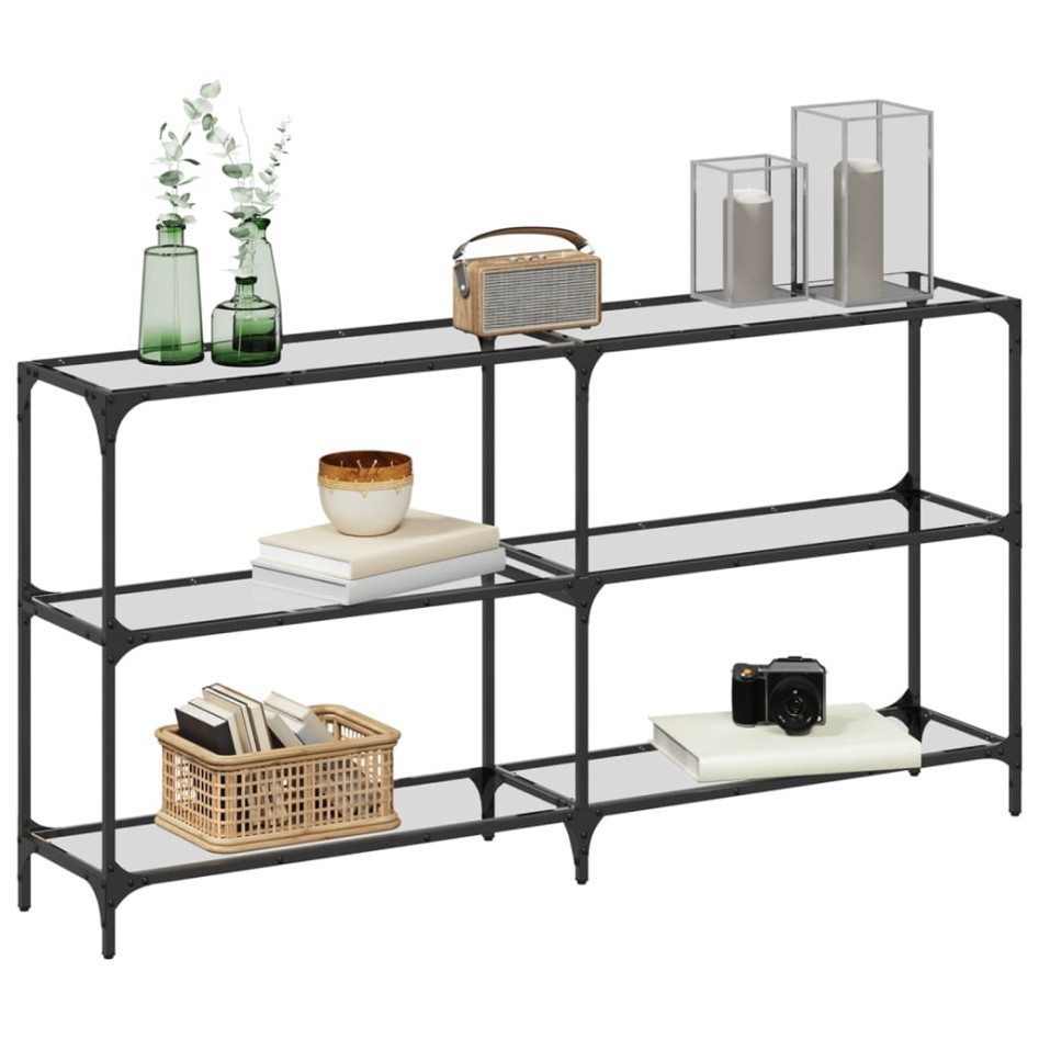 Mesa consola superficie vidrio transparente acero