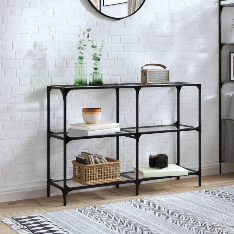 Mesa consola superficie vidrio transparente acero