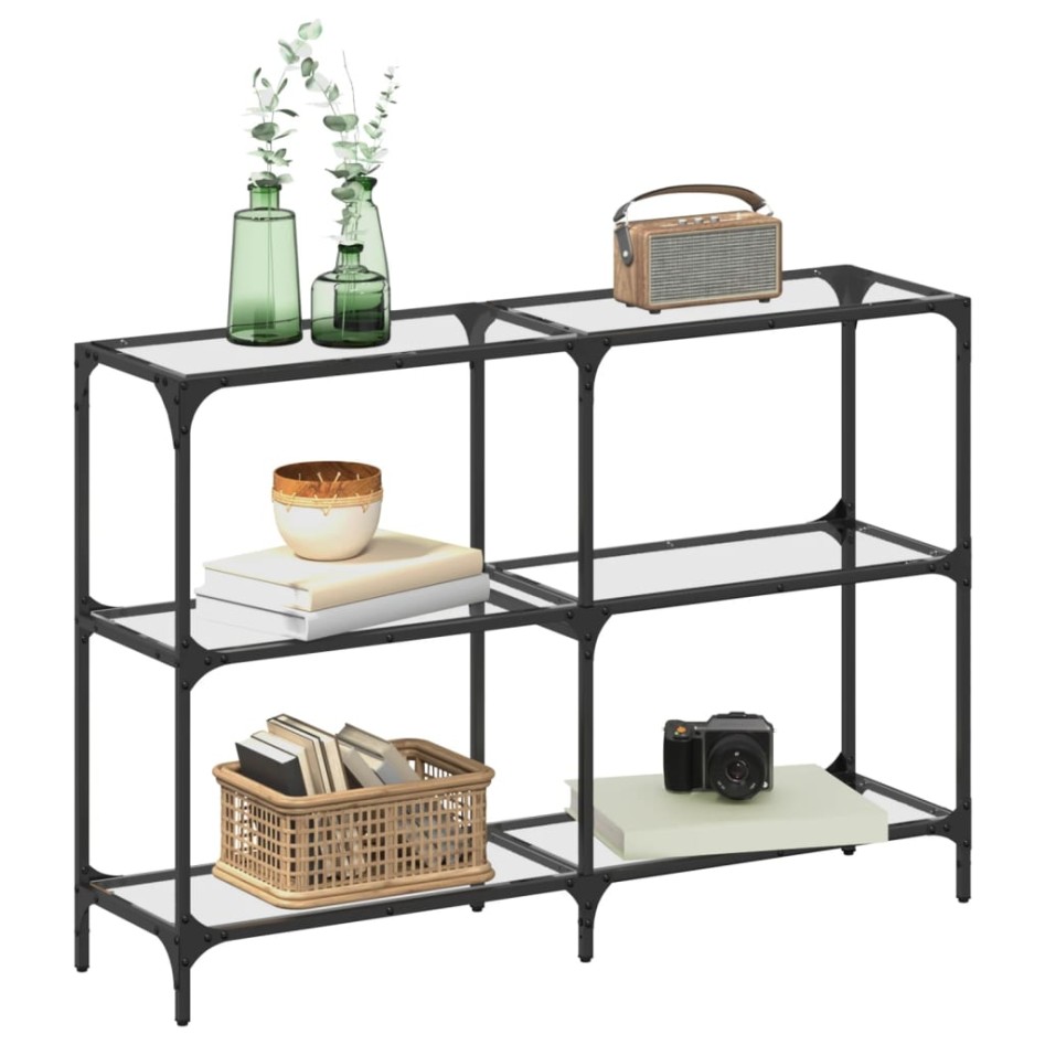 Mesa consola superficie vidrio transparente acero