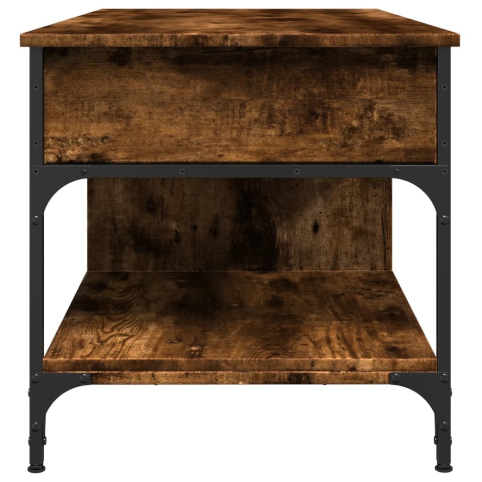 Mesa de centro madera ingeniería metal roble humo 100x50x50