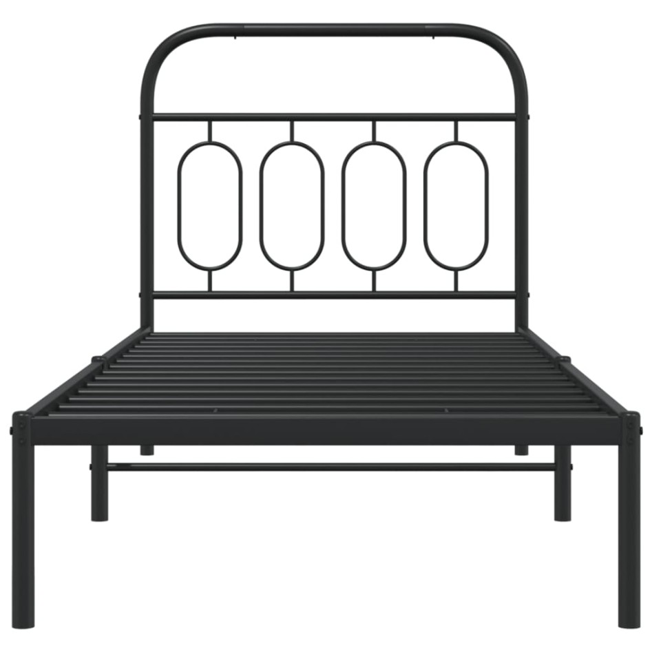 Estructura cama sin colchón con cabecero metal negro 80x200