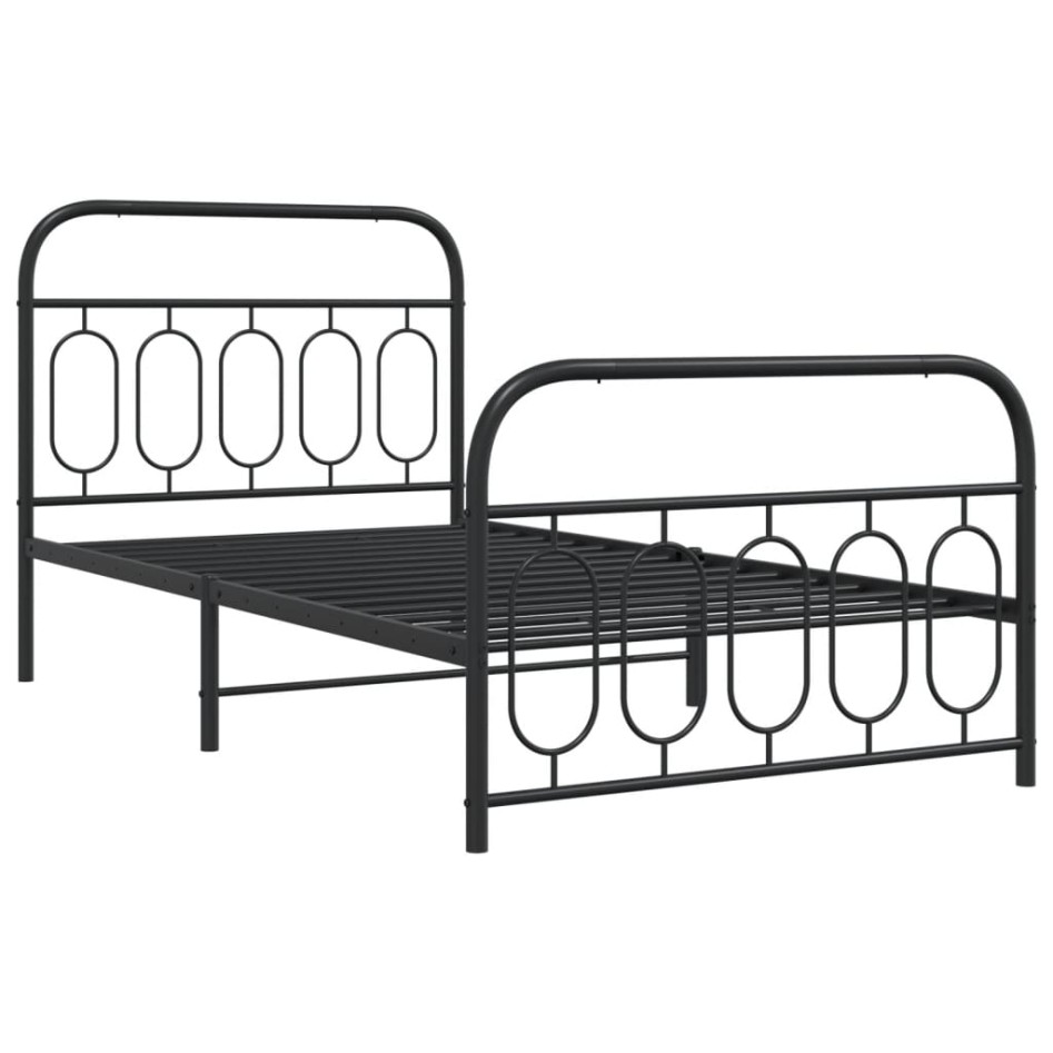 Estructura cama sin colchón con estribo metal negro 100x190