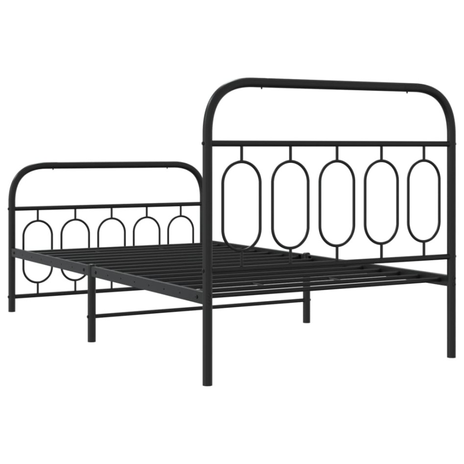 Estructura cama sin colchón con estribo metal negro 100x190