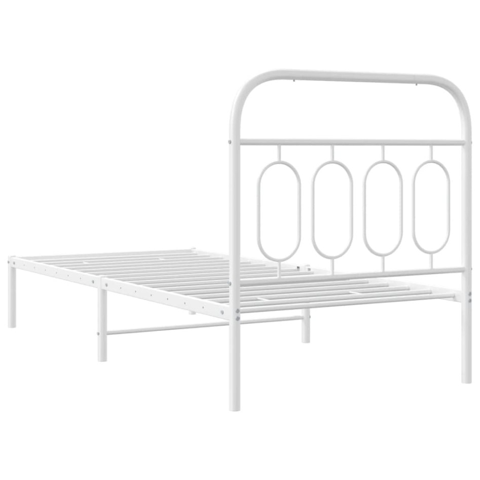 Estructura cama sin colchón con cabecero metal blanco 80x200
