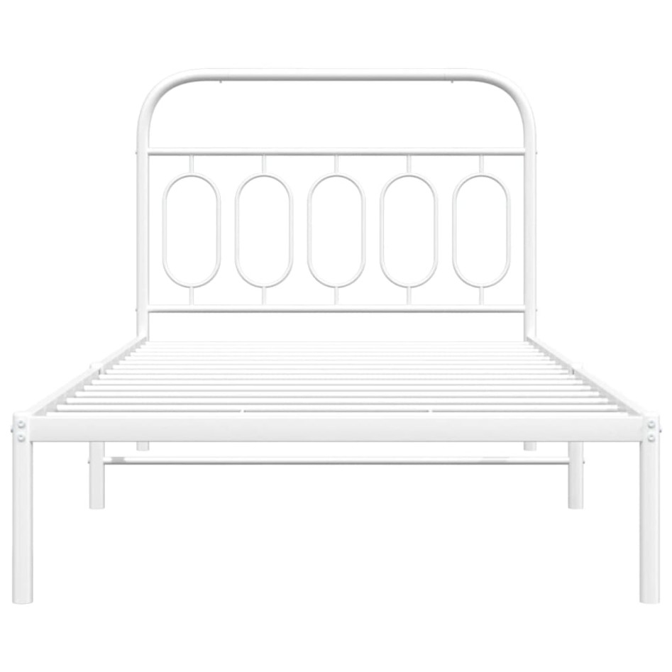Estructura cama sin colchón con cabecero metal blanco