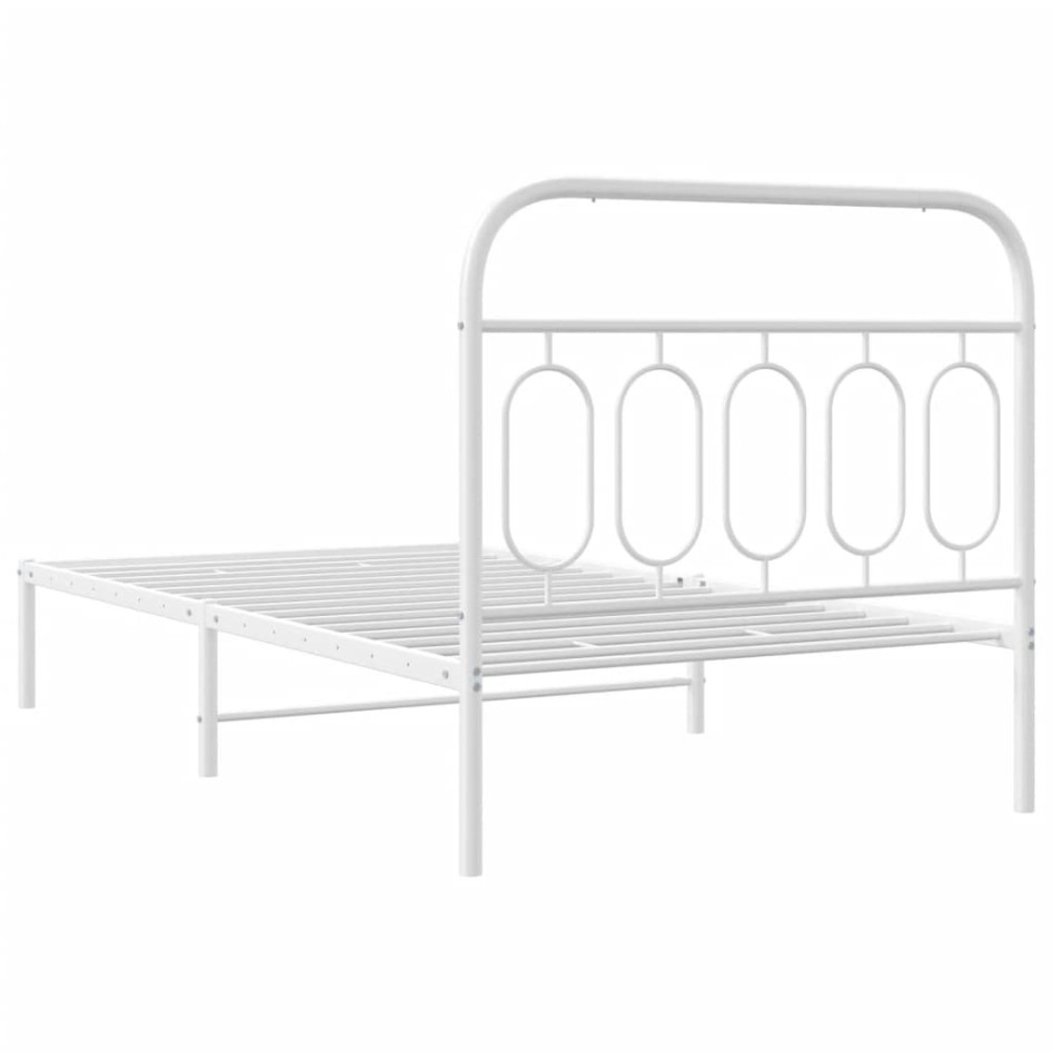 Estructura cama sin colchón con cabecero metal blanco