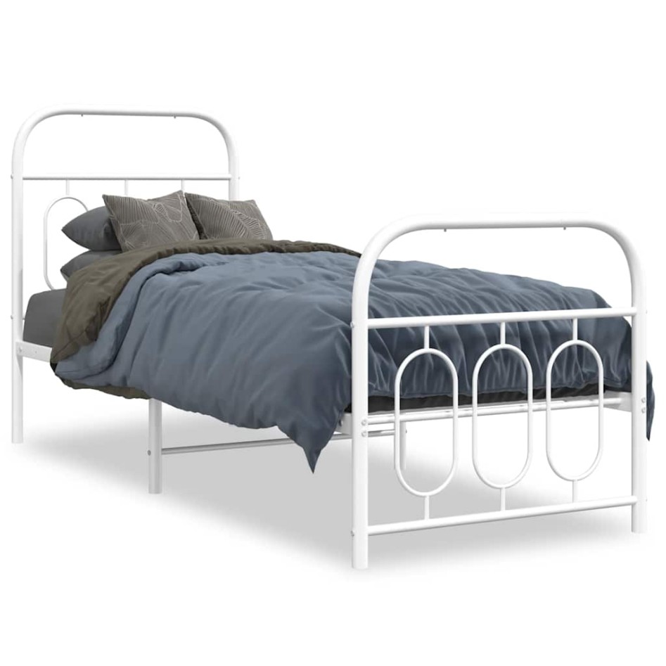 Estructura cama sin colchón con estribo metal blanco 75x190
