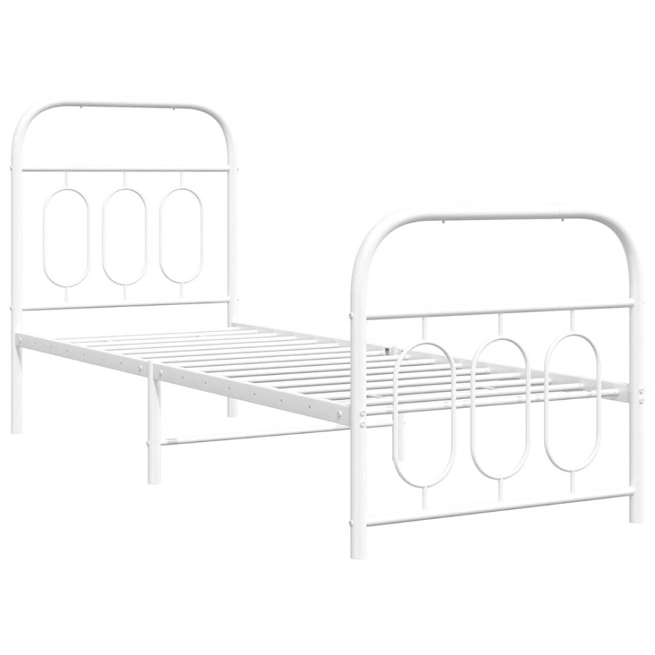 Estructura cama sin colchón con estribo metal blanco 75x190
