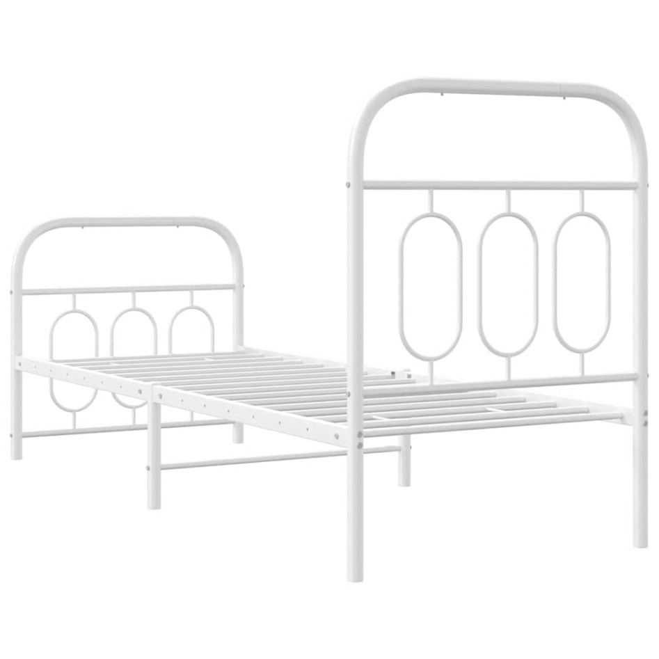 Estructura cama sin colchón con estribo metal blanco 75x190