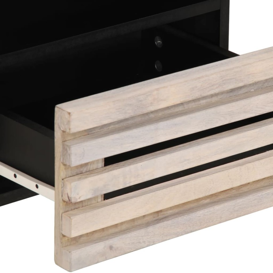 Mesitas de noche 2 uds madera de mango blanqueado 40x34x46