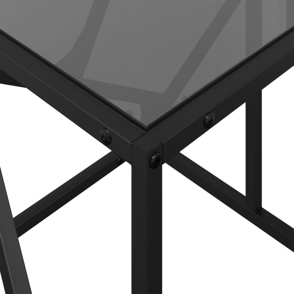 Mesa de centro de acero superficie de vidrio negra