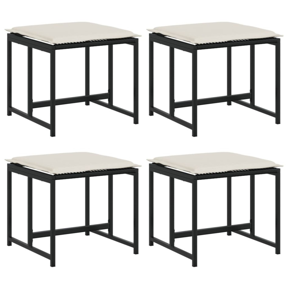 Taburetes de jardín con cojines 4 uds ratán sintético