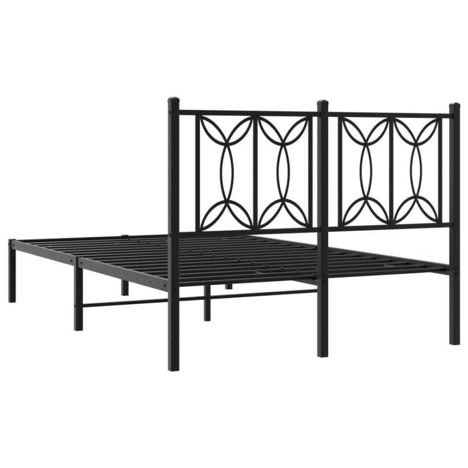 Estructura cama sin colchón con cabecero metal negro 120x200