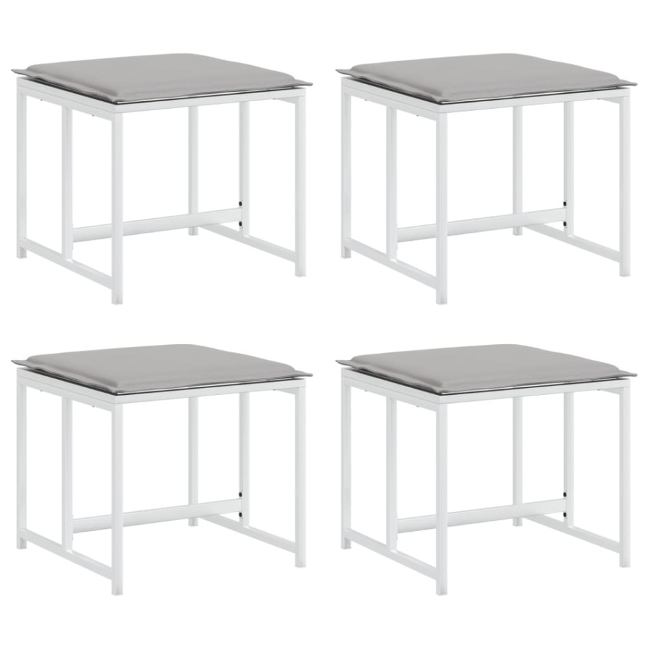 Taburetes de jardín con cojines 4 uds acero y textilene