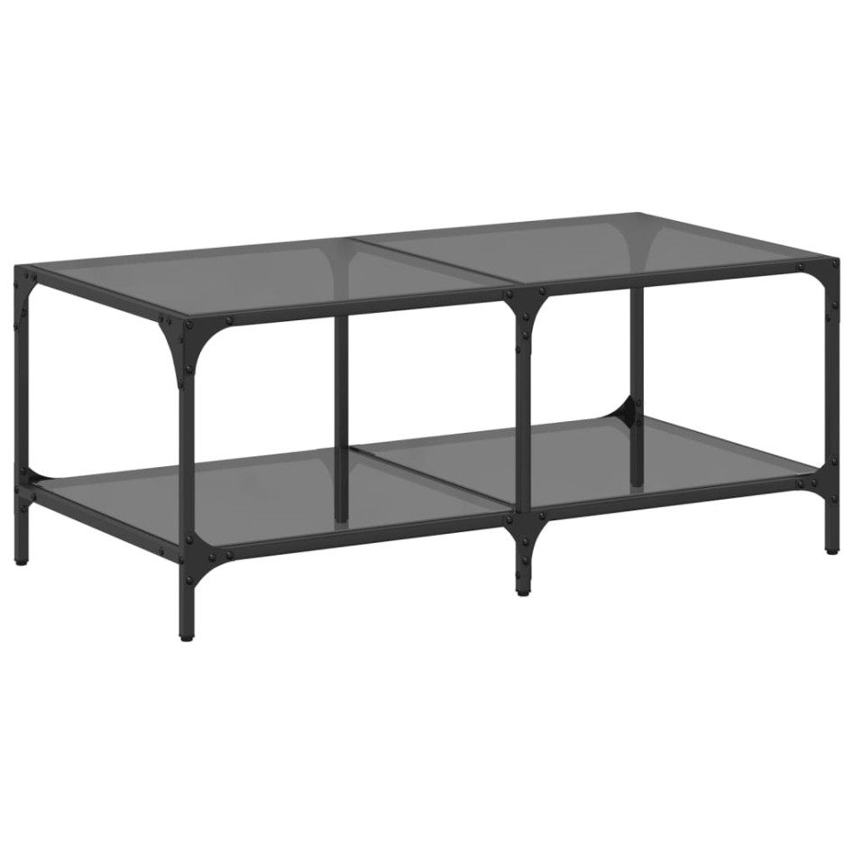 Mesa de centro superficie de vidrio acero negra 98,5x50x40