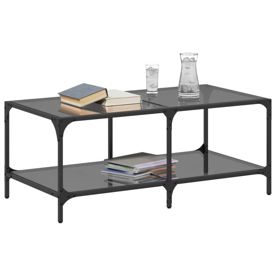 Mesa de centro superficie de vidrio acero negra 98,5x50x40