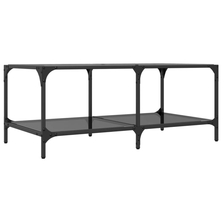 Mesa de centro superficie de vidrio acero negra 98,5x50x40