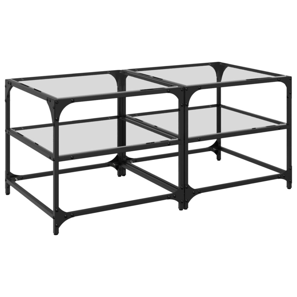 Mesa de centro superficie de vidrio 2 uds acero 50x50x45