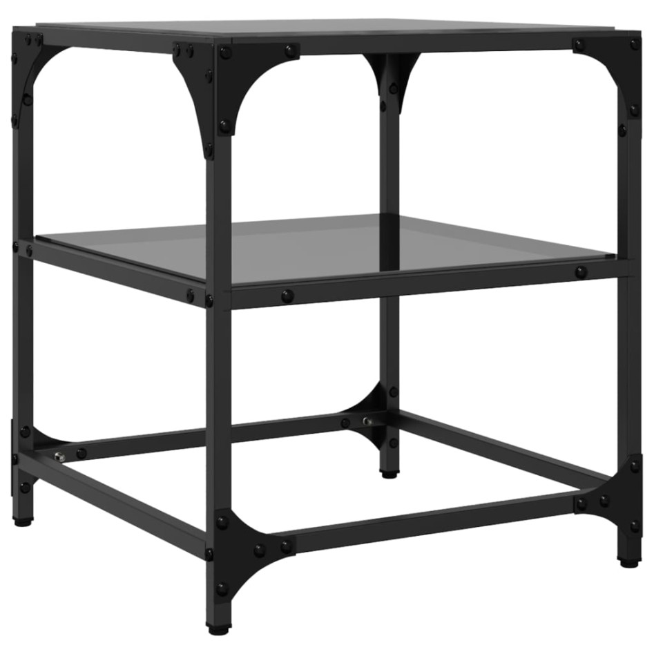 Mesa de centro superficie vidrio 2 uds acero negro 40x40x45