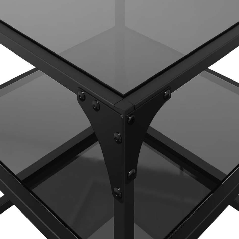 Mesa de centro superficie vidrio 2 uds acero negro 40x40x45