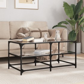 Mesa de centro superficie de vidrio acero negra 98,5x50x45