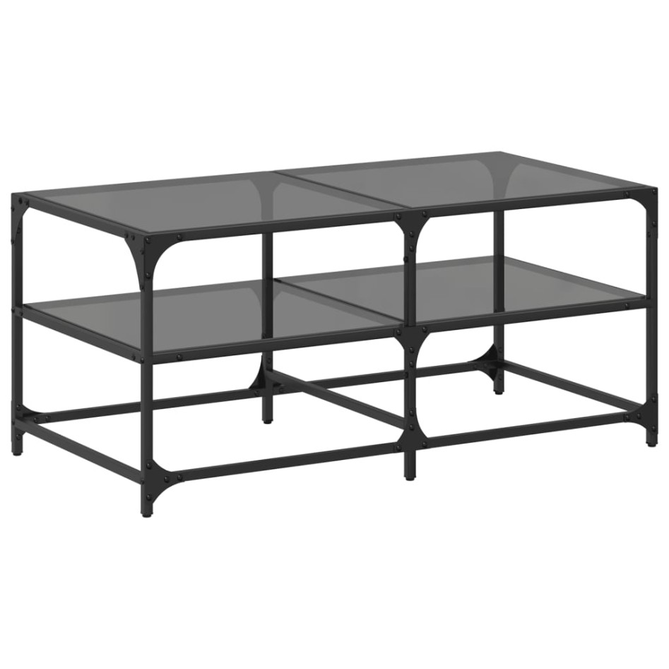 Mesa de centro superficie de vidrio acero negra 98,5x50x45