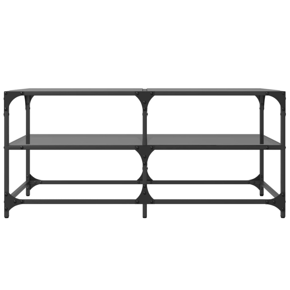 Mesa de centro superficie de vidrio acero negra 98,5x50x45
