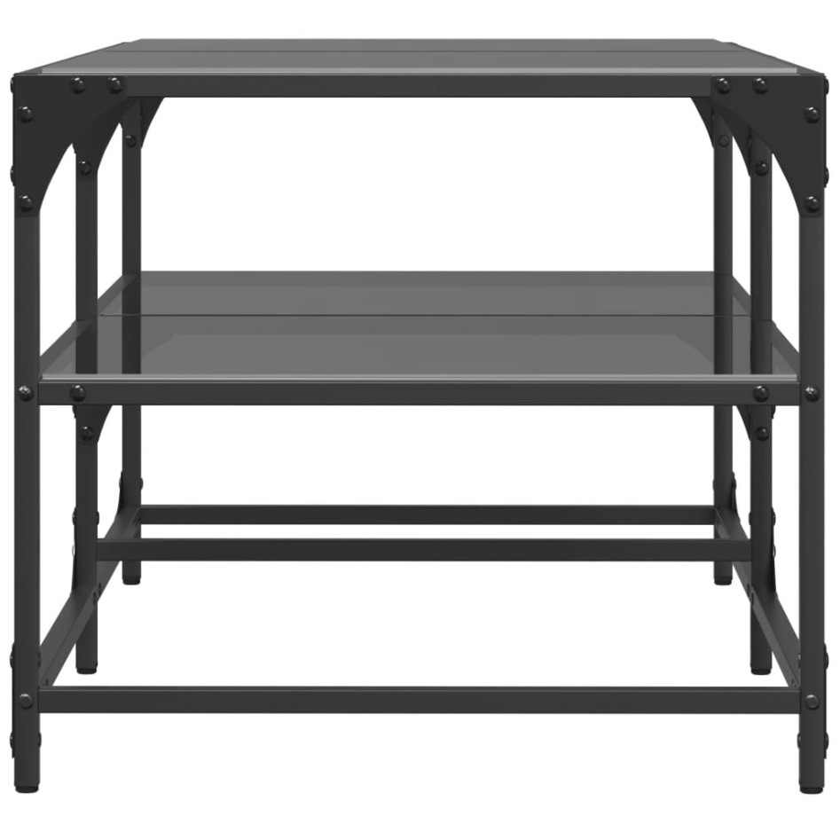 Mesa de centro superficie de vidrio acero negra 98,5x50x45