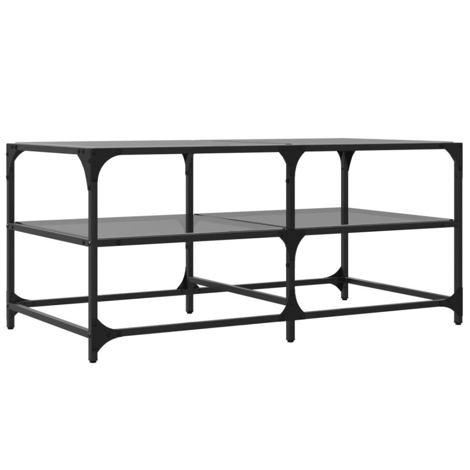 Mesa de centro superficie de vidrio acero negra 98,5x50x45