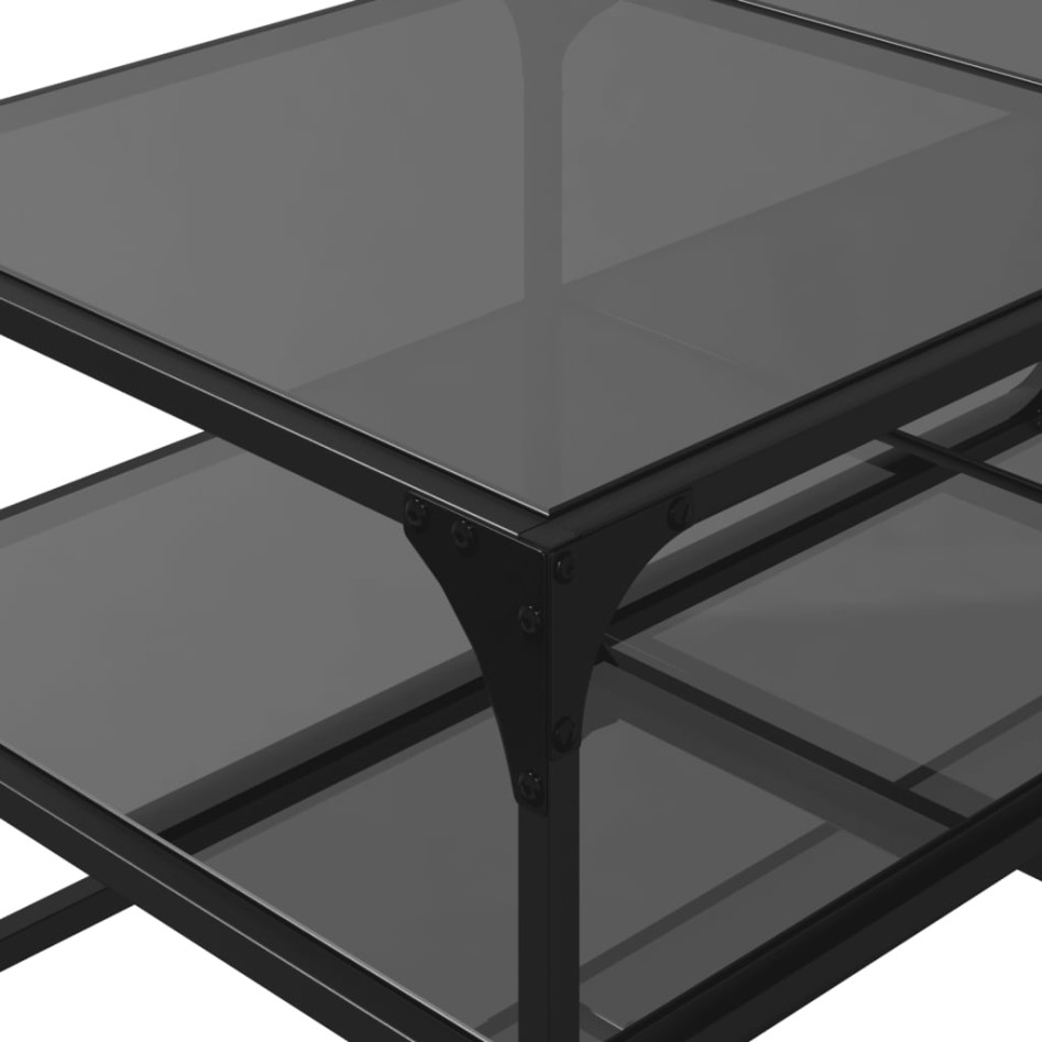 Mesa de centro superficie de vidrio acero negra 98,5x50x45