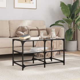 Mesa de centro superficie de vidrio acero negra 78,5x40x45