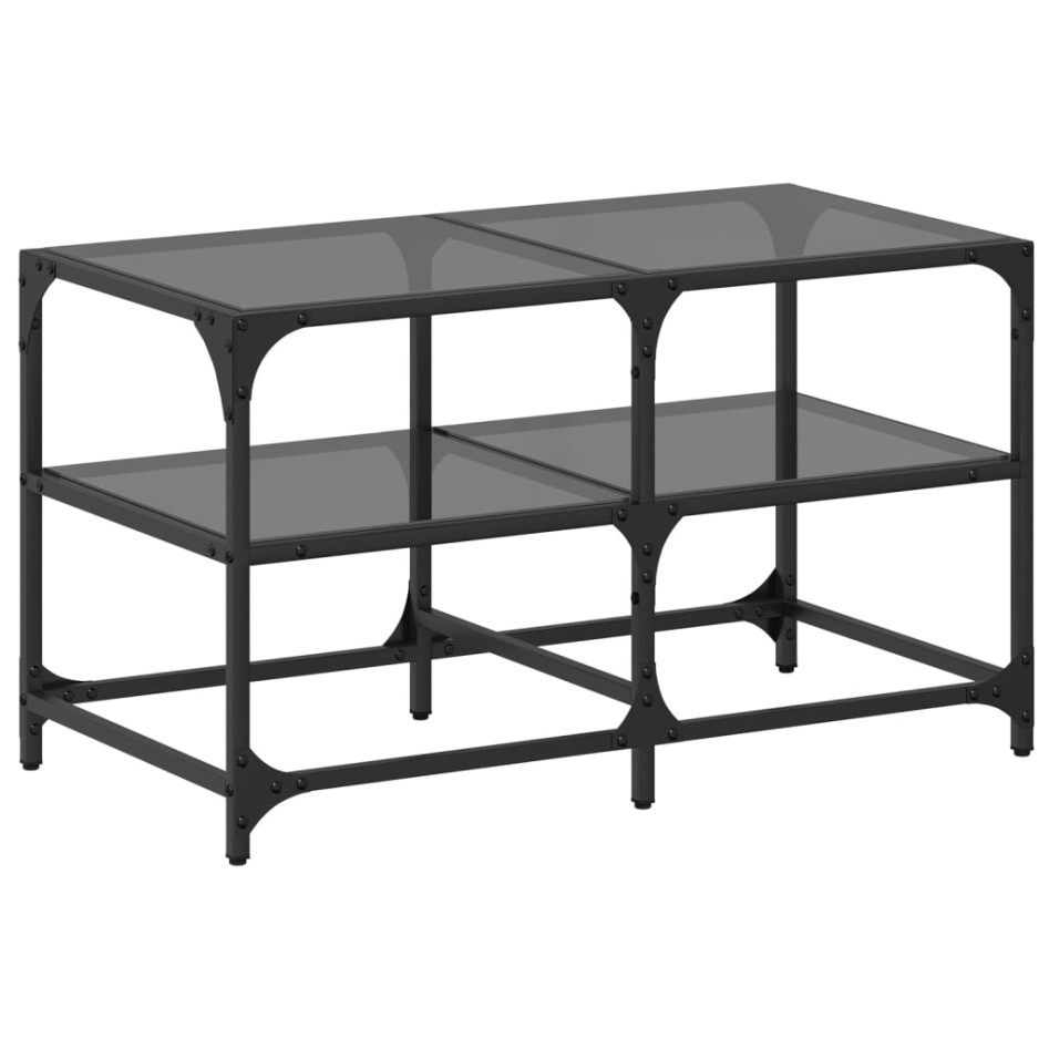 Mesa de centro superficie de vidrio acero negra 78,5x40x45