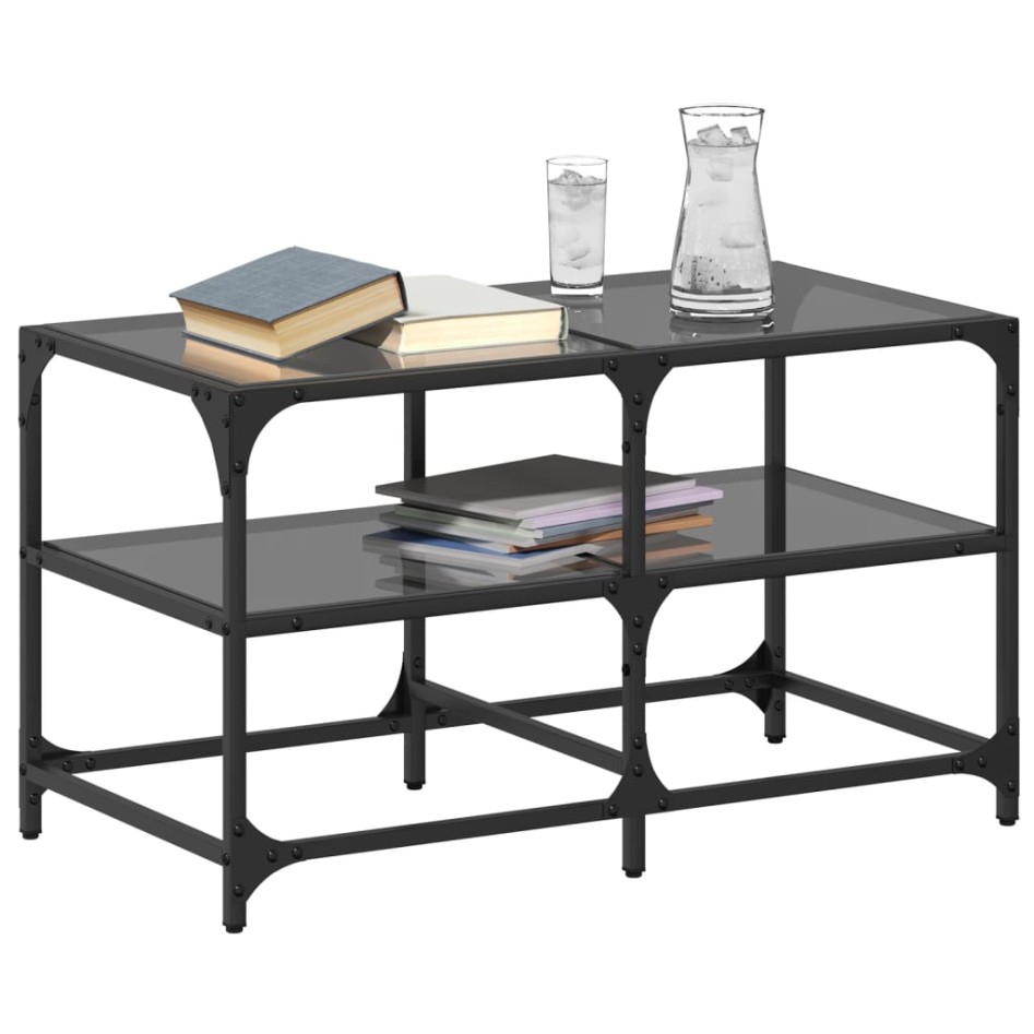 Mesa de centro superficie de vidrio acero negra 78,5x40x45