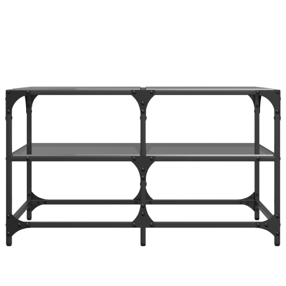 Mesa de centro superficie de vidrio acero negra 78,5x40x45