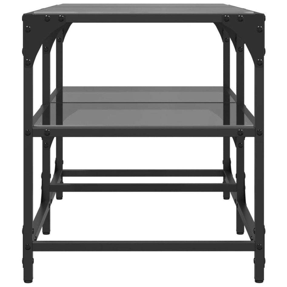 Mesa de centro superficie de vidrio acero negra 78,5x40x45
