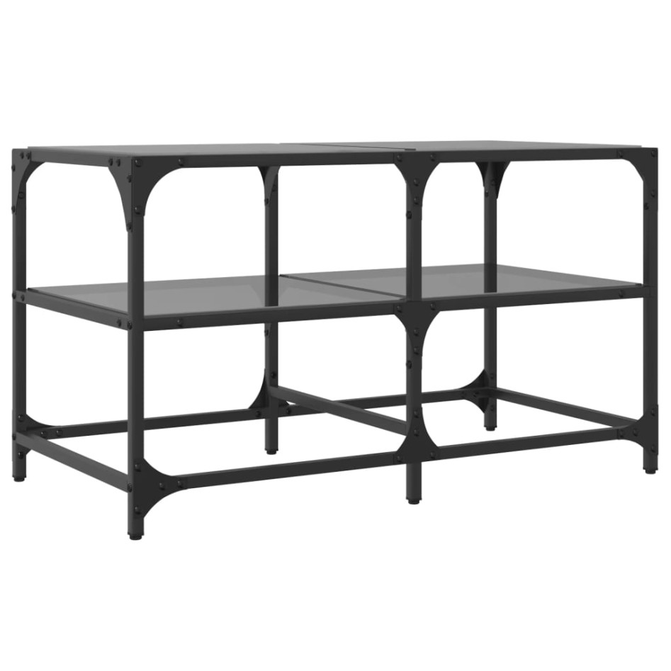 Mesa de centro superficie de vidrio acero negra 78,5x40x45